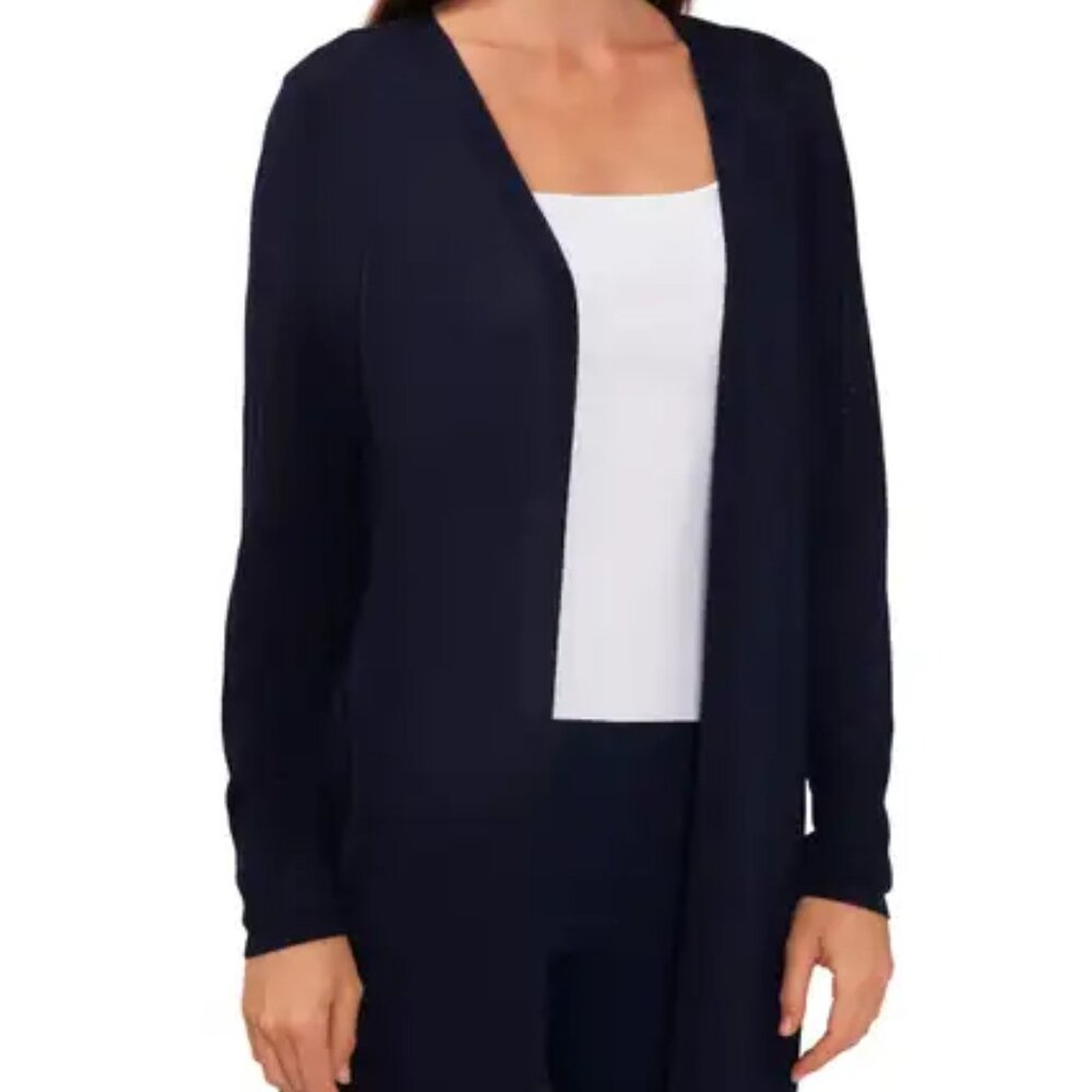 Halogen navy blue split seam linen blend cardigan
